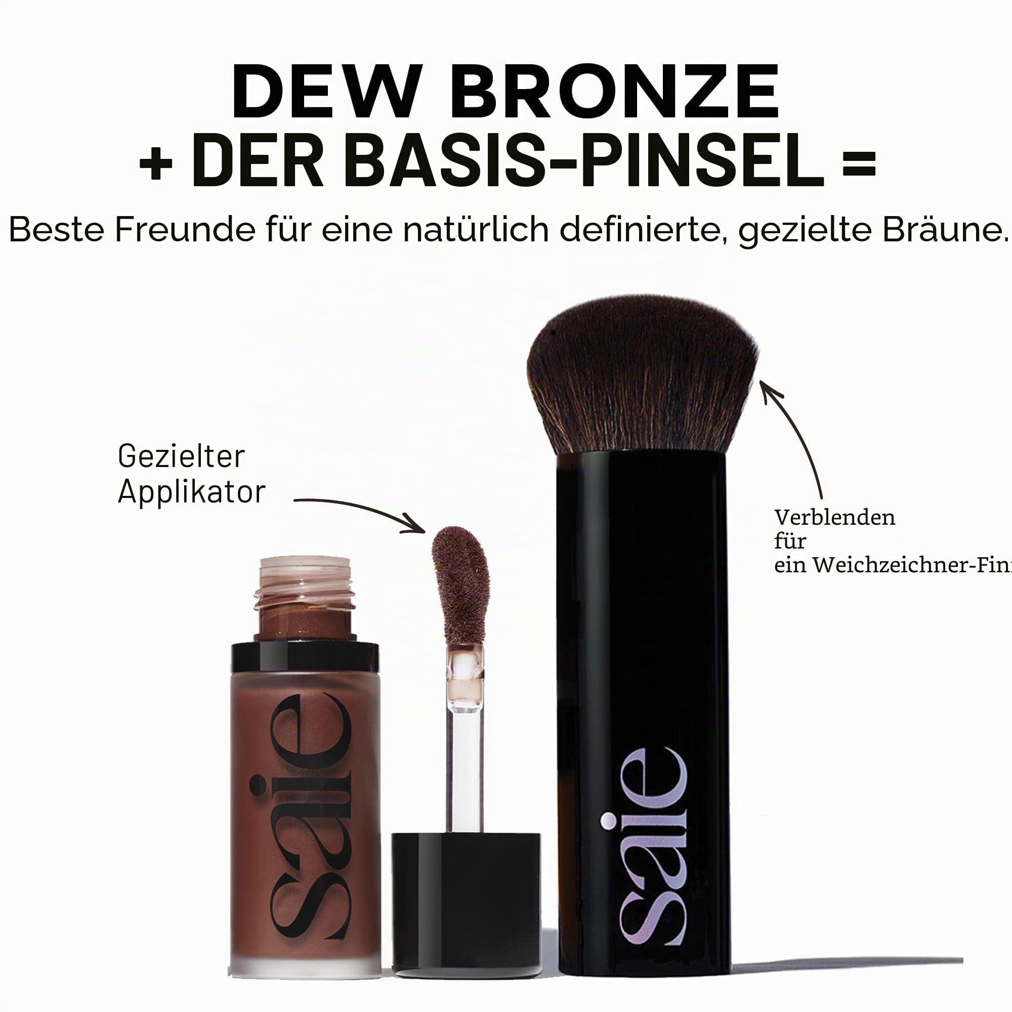 Saie Dew Bronze – Hydratisierender flüssiger Bronzer Stick für einen sonnengeküssten Glanz – flüssiger Konturenstift mit pflegenden Hautpflegestoffen – modelliertes Gesichts-Make-Up Essential – Salz | Liquid Contour & Bronzer für dezente Definition & Allo