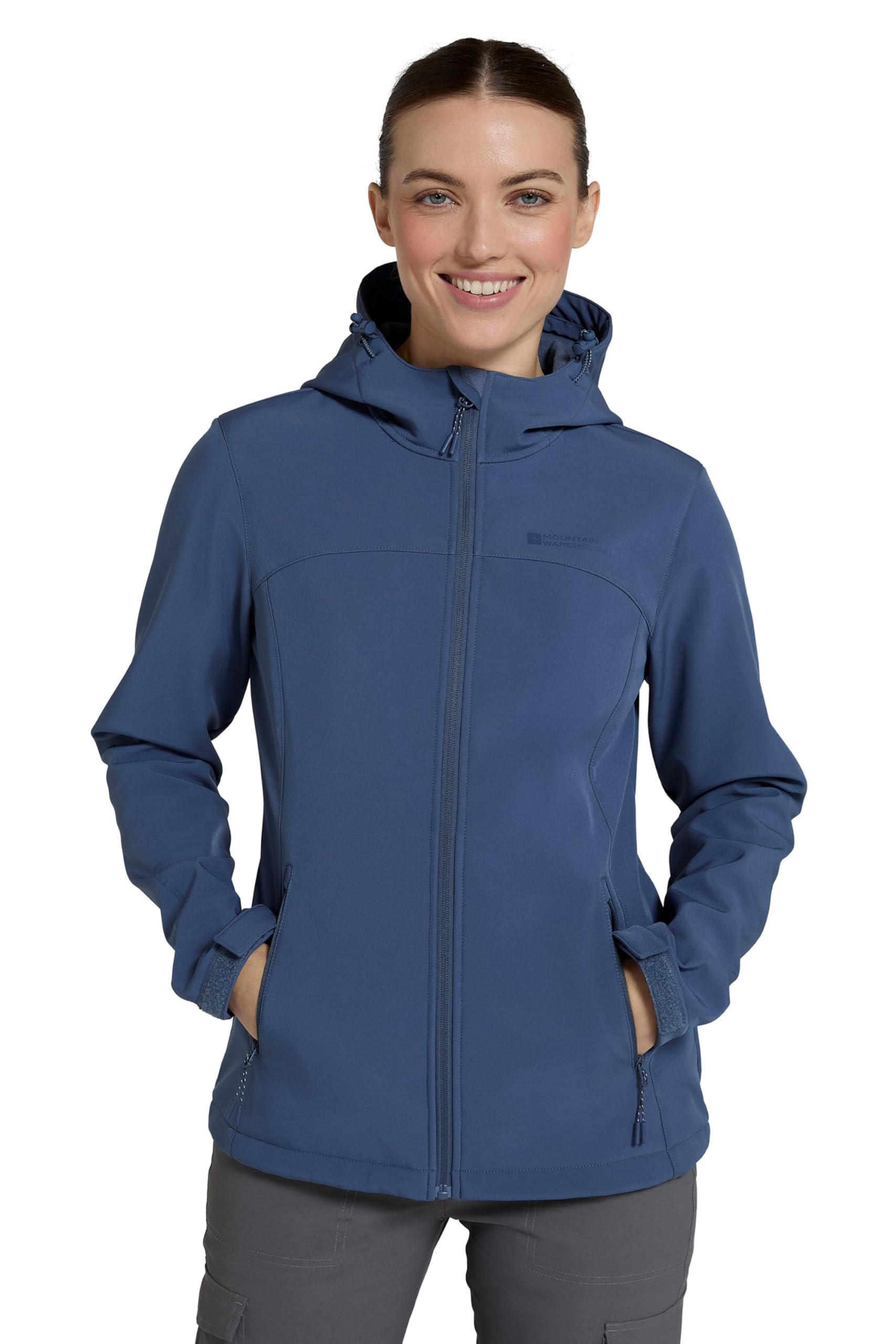 Mountain Warehouse Women's Blue Exodus Softshell Jacket Water Resistant Jacket In | Size: 6