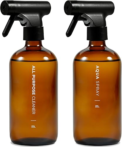 MAISONOVO Botellas de spray de vidrio Botella de spray ámbar de 16 onzas paquete de 2