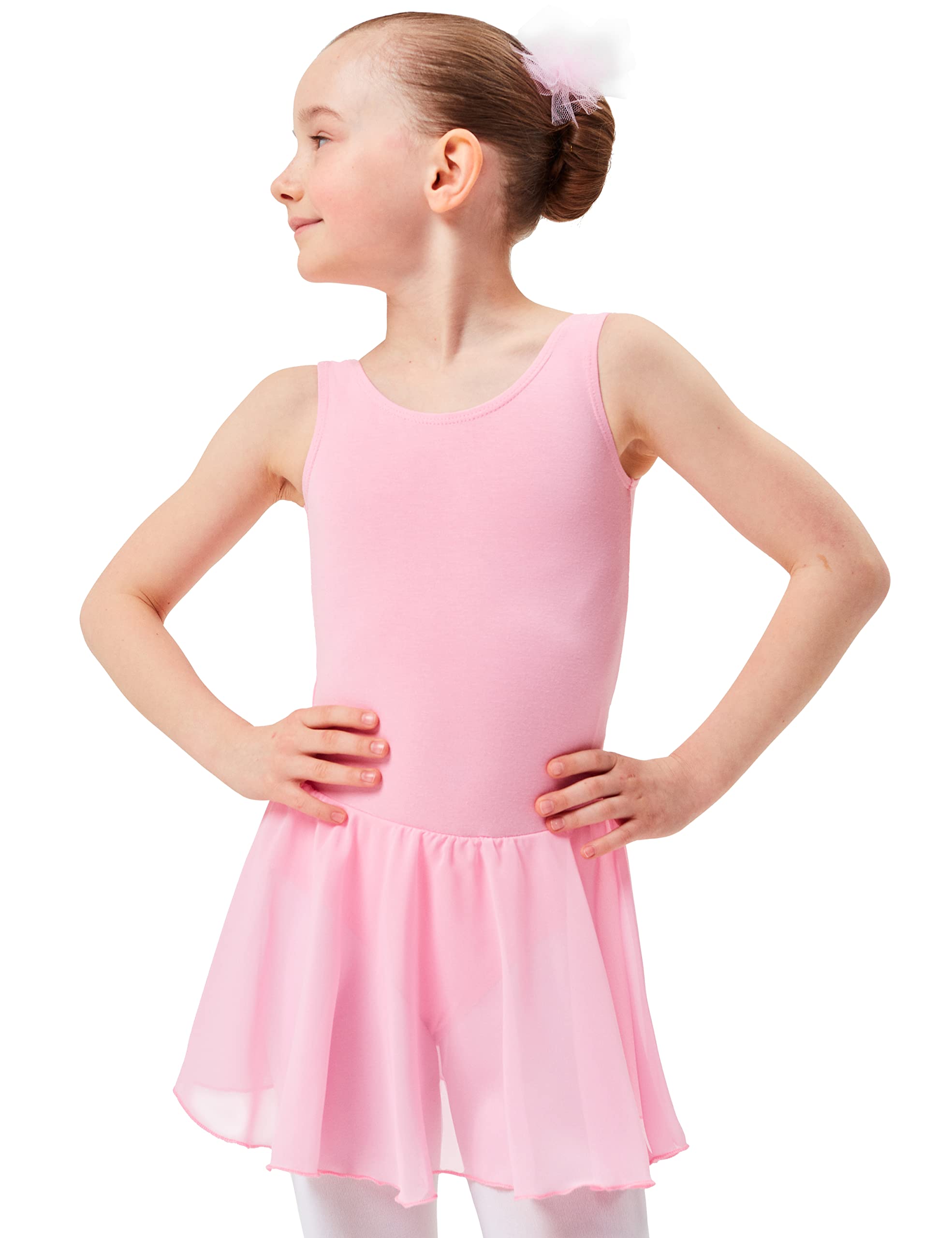 tanzmuster Ballettkleid Mädchen ärmellos - Minnie - EU Gr. 92-170 - weiche Baumwolle - Chiffonröckchen - Ballett Trikot für Kinder