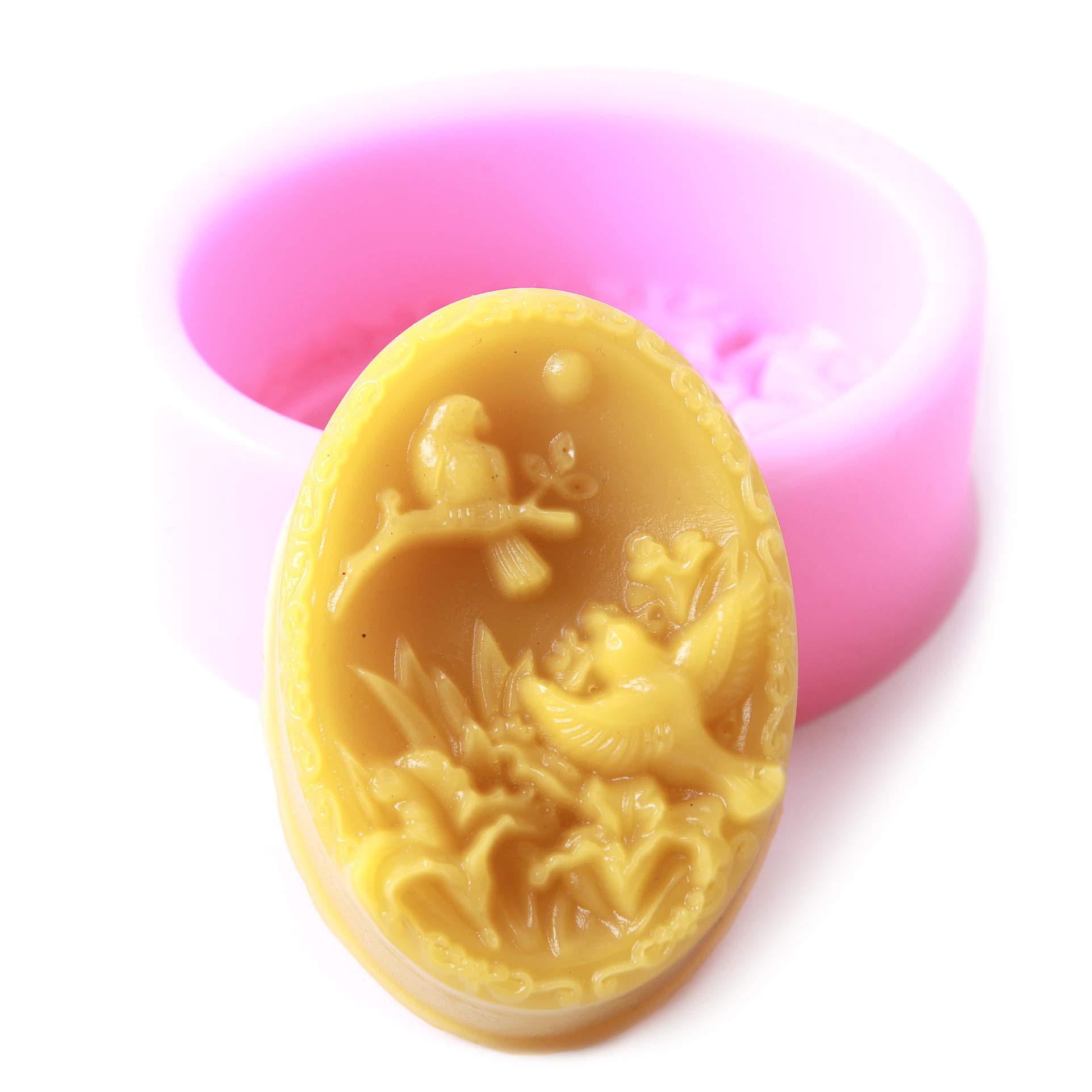 Moule silicone oiseaux ovales x5 pour savon fait maison et résine époxy