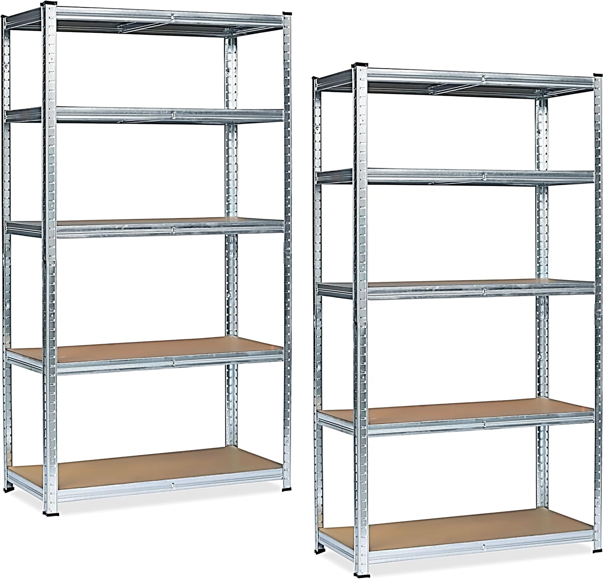 Steinweg Lot de 2 Étagères Charges Lourdes 180x90x40cm Galvanisées | Charge maximale 875 kg, 0,63 mm, 5 panneaux MDF réglables, Pour cave et atelier