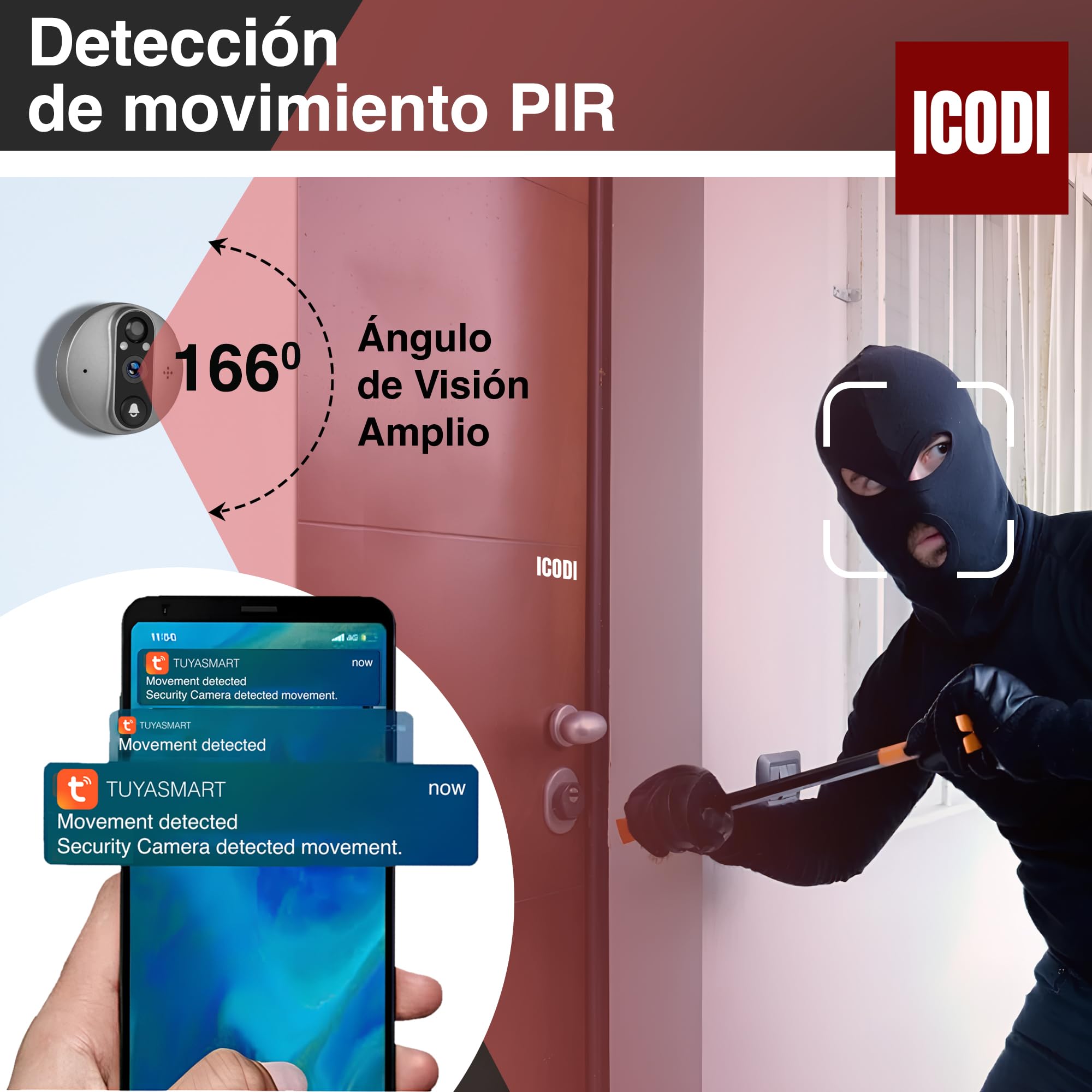 Spioncino Digitale WiFi 3MP - Schermo 4.3", Batteria 5200 MAh, Visione Notturna, Con MicroSD 32 GB - Foto 6