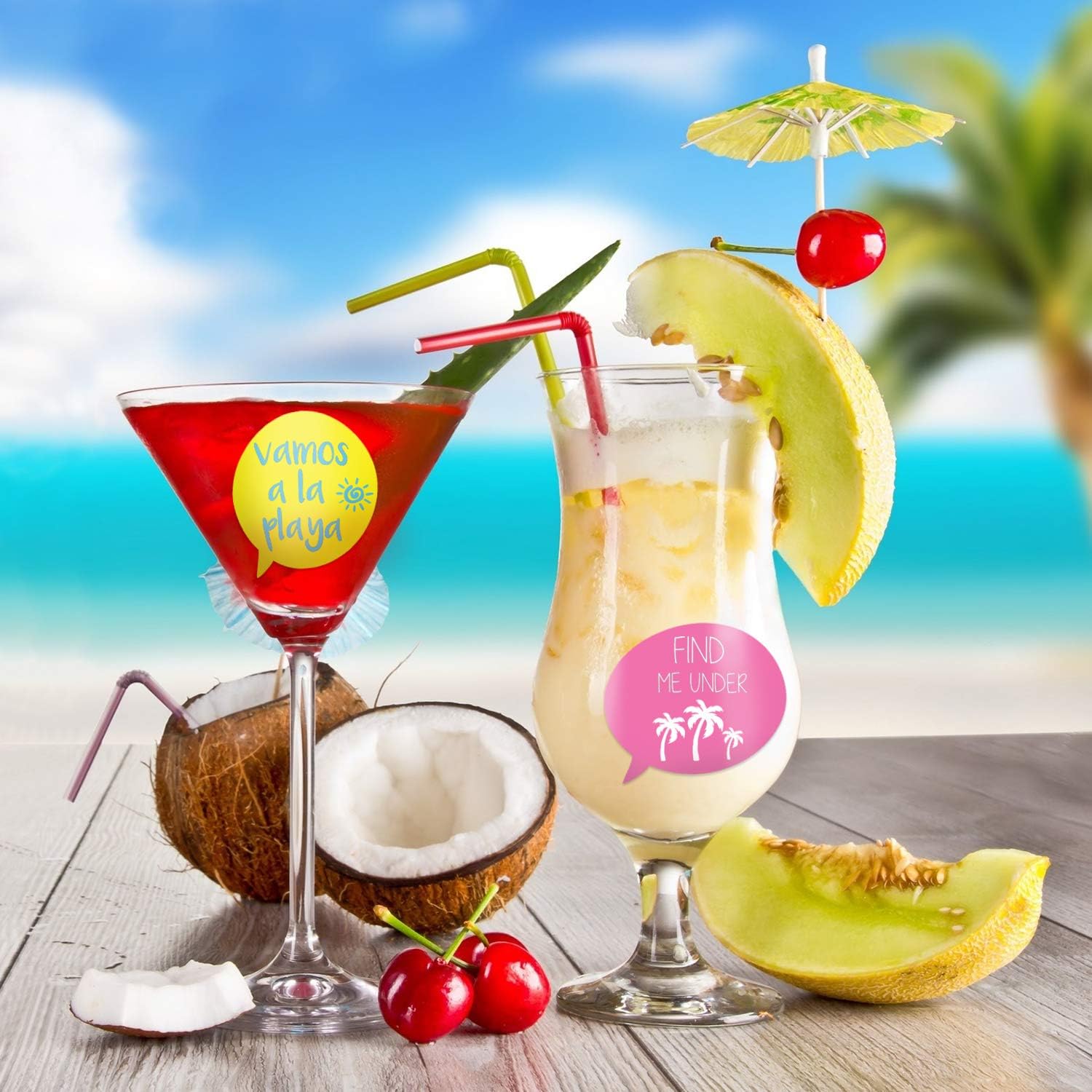 Review Product Summer Party Wine Glass Markers - 18 Static Clings Reusable Wine Glass Stickers - Drink Charms for Wine Party Decorations and Favors 70% Off Everything Summer Party Wine Glass Markers - 18 Static Clings Reusable Wine Glass Stickers - Drink Charms for Wine Party Decorations and Favors