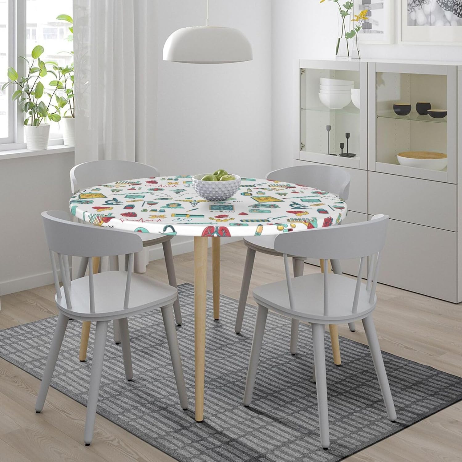 Abstraction Biology chemistry4 Print Outdoor Patio Kitchen Decor Supplies Wipeable Round Table Cloth for Indoor Outdoor