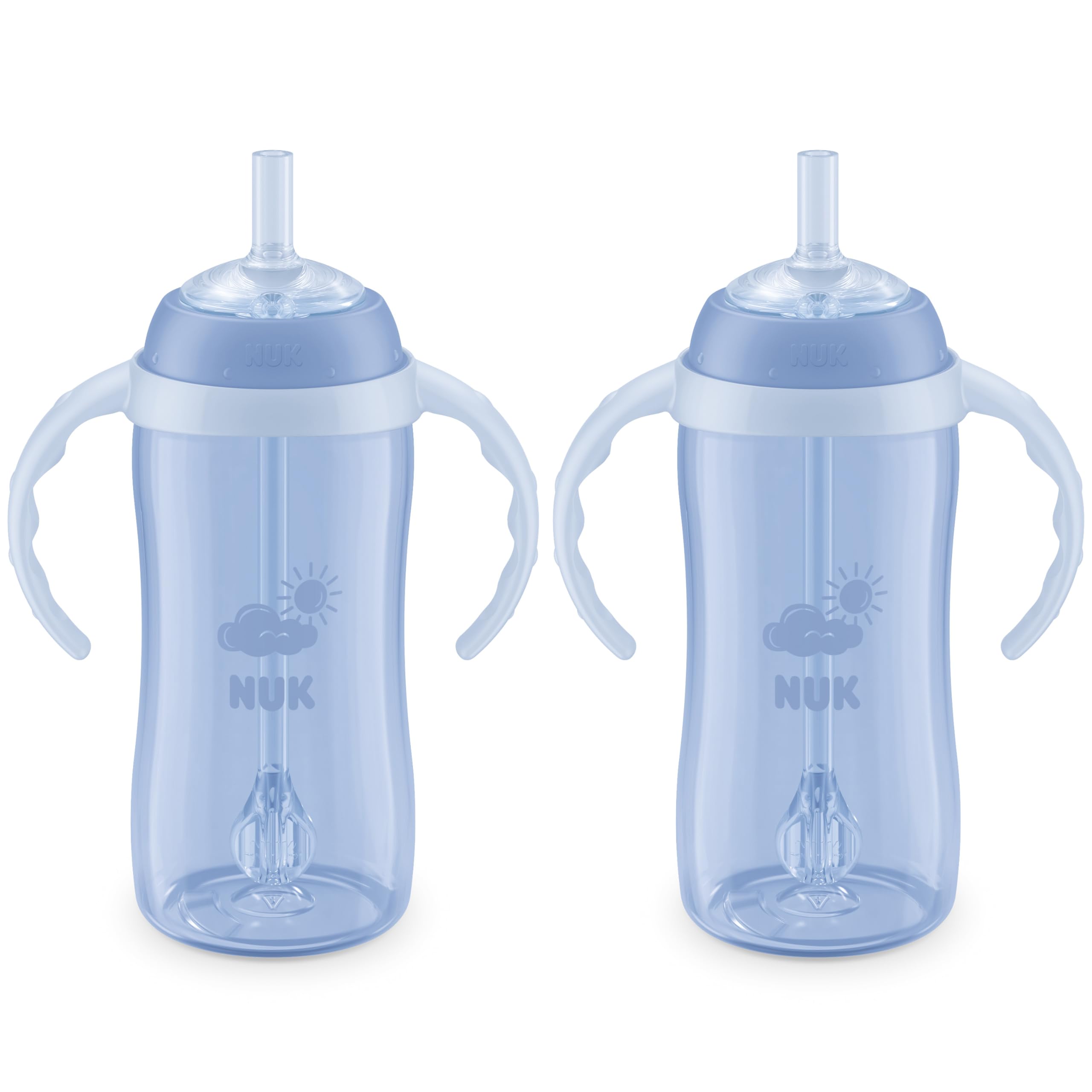 NUK Learner Straw Cup, 10 oz, 2-Pack - Toddler Cup with Soft Straw for Easy Drinking, 6 Months and Up