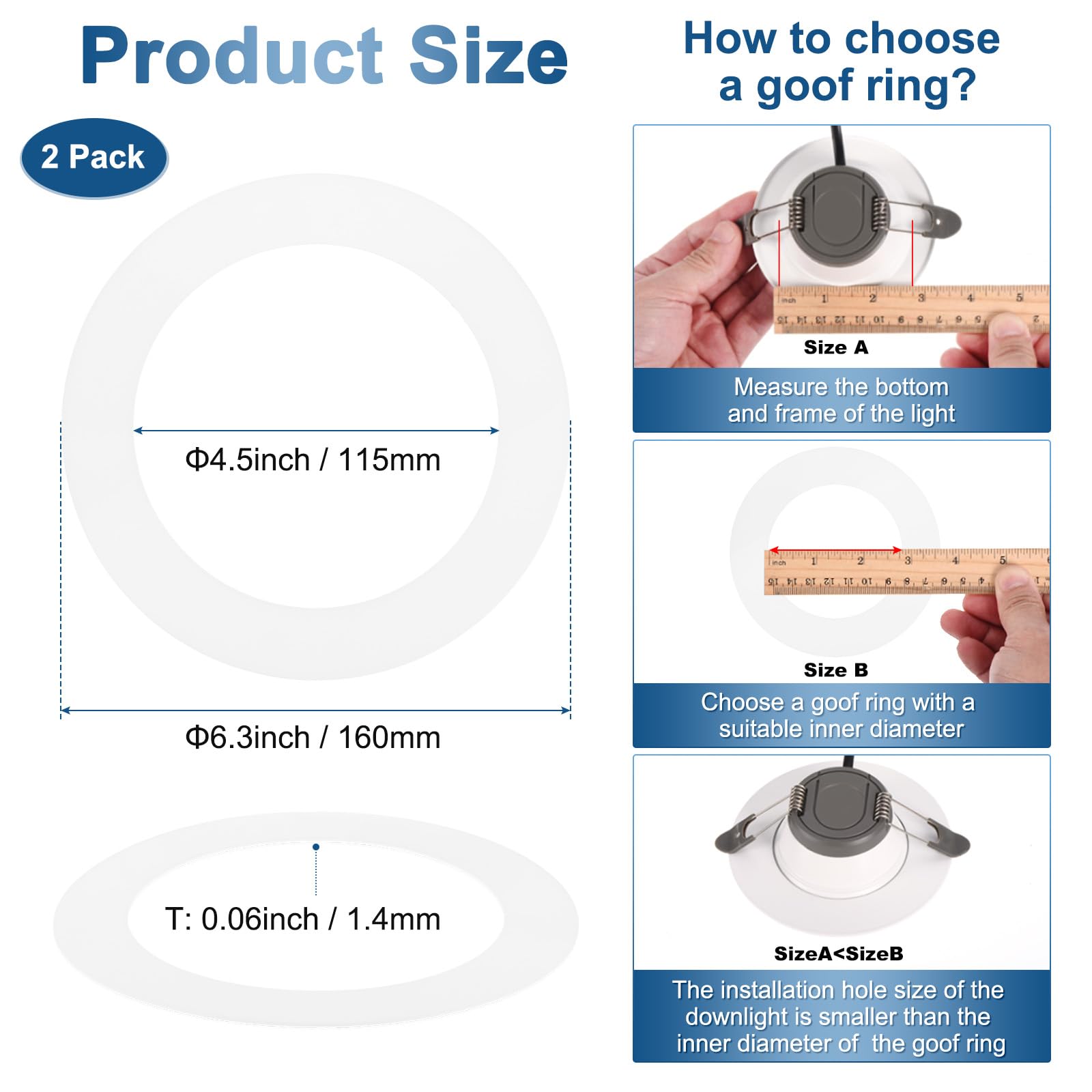 M METERXITY 2-Pack Goof Rings for 5 Inch Recessed Lights - Image 3