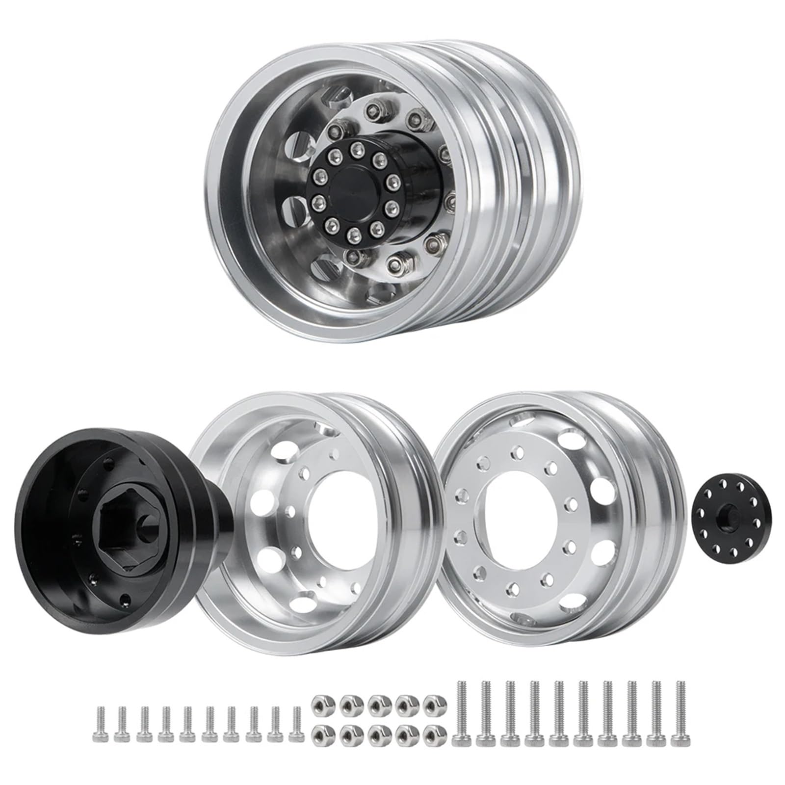RC-Autoteile Zubehör Für Tamiya 1/14 2/4 Stück Aluminiumlegierung 10 Speichen Hinterradfelgen Nabe RC Anhänger Traktor LKW Automodell Upgrade Teile Modifikation Autozubehör