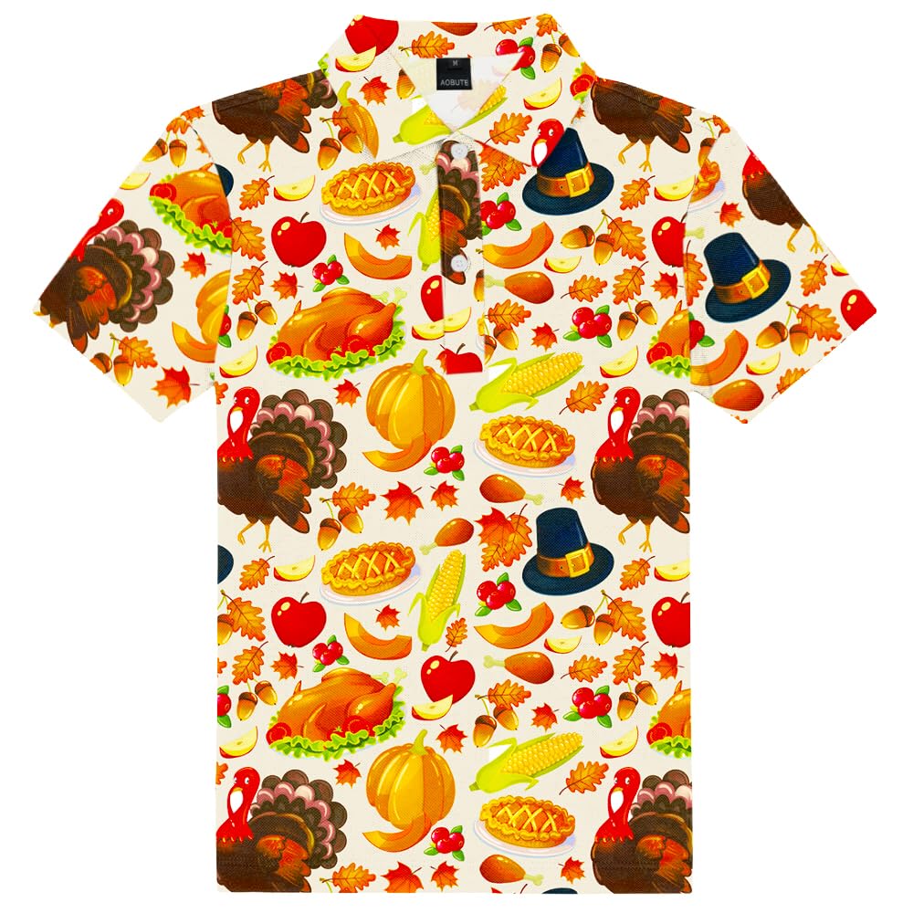 AOBUTE Kids 4th of July Polo American Flag Short Sleeve Button Down Shirts Tops 3-14 Years
