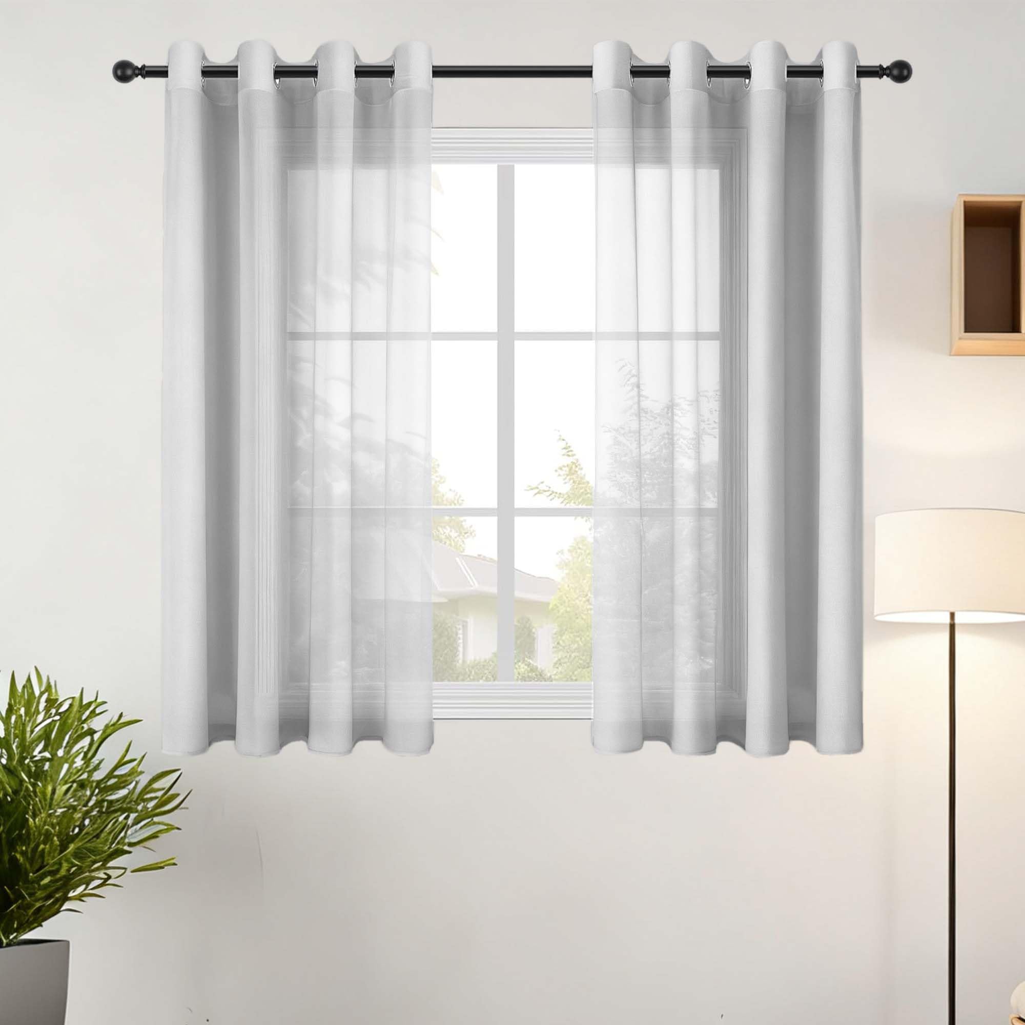 Rideaux transparents pour chambre à coucher et salon gris clair