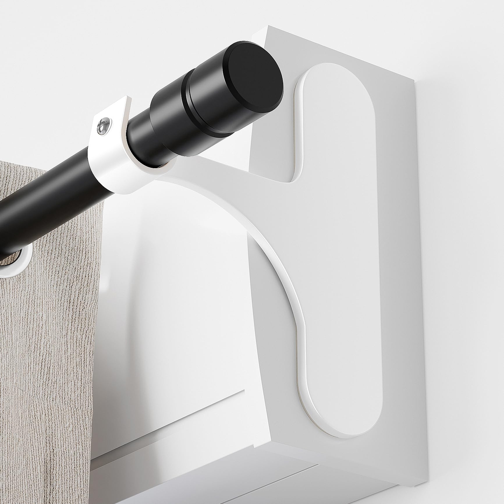 niffgaff Supporto per Bastone Tenda Senza Fori per Cassonetto Tapparella – Fissaggio Autoadesivo, Set da 2 per Bastoni 19–28 mm, Metallo Resistente, Installazione Rapida, Bianco