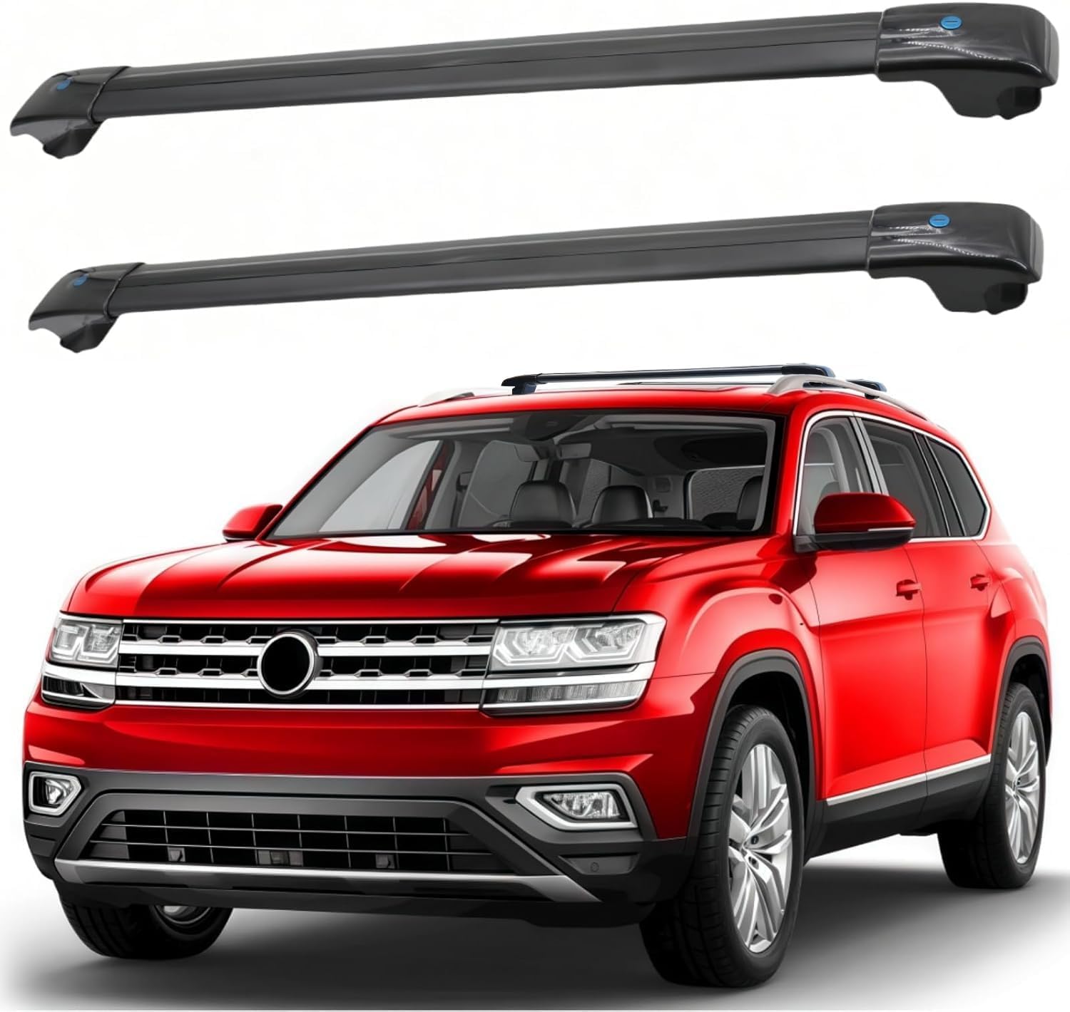 SYDSZ Cross Bar Roof Rack Fit for VW Atlas CA 2017-2026 with Raised Side Rails (Not for Atlas Cross Sport), Heavy Duty Aluminum Roof Cross Bars Rooftop Luggage Rack, Ski Rack for Car Roof