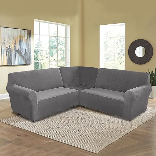 Vista 178 de LiveGo Funda para sofá esquinero, protector de terciopelo elástico para sillón reclinable, funda de sofá para sillón reclinable, juego de sala