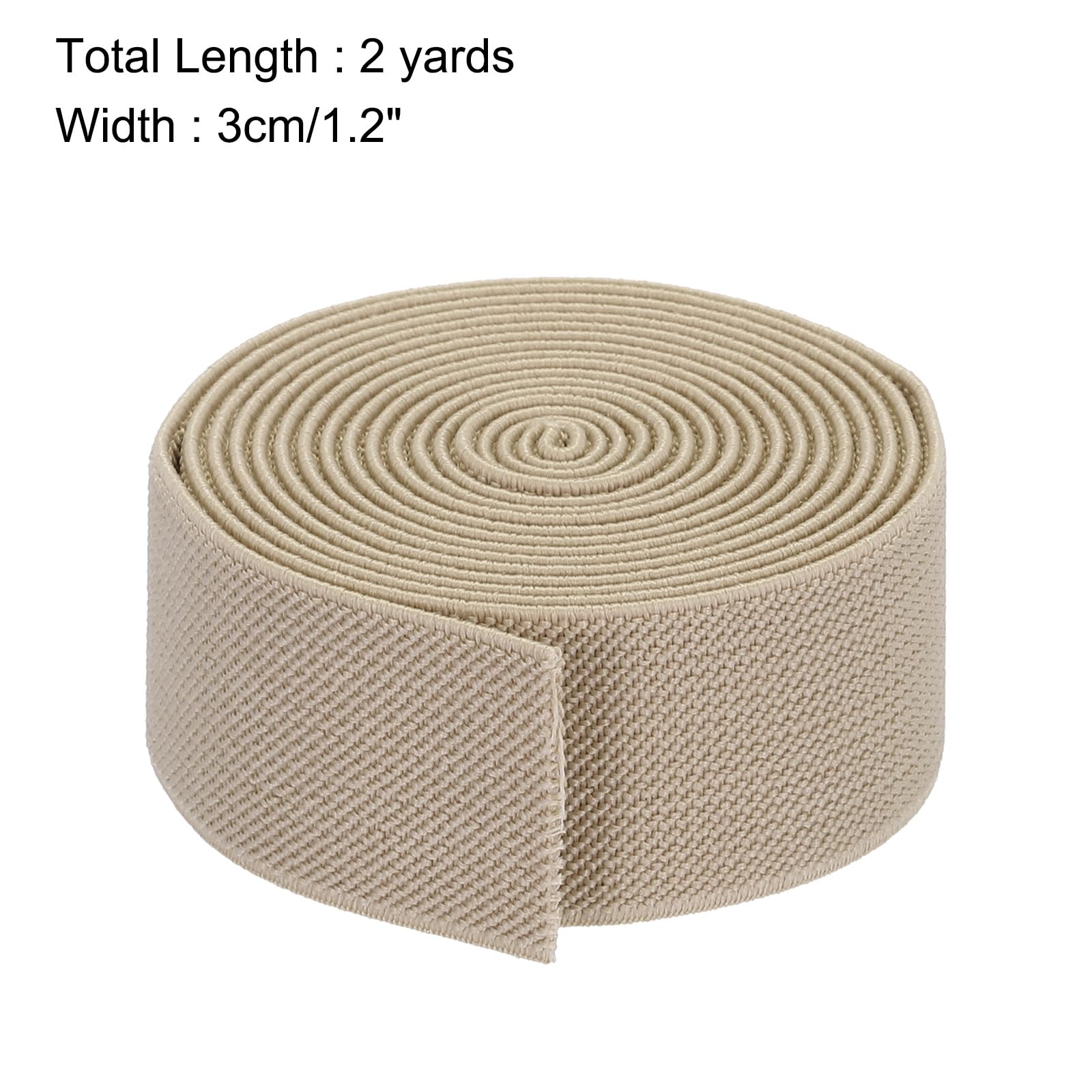 sourcing map Fascia elastica larga in twill, doppio lato, 3 cm, piatta, 1,8 m, per cucito, cintura elastica, colore: beige