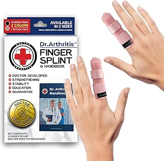 Dr. Arthritis Doctor Developed Finger Splint Trigger Finger Brace - Braces, Splints & Supports Index, Middle, Ring & Pinky Finger - Padded Finger Splints (Pink, S/M, 2 Pack)