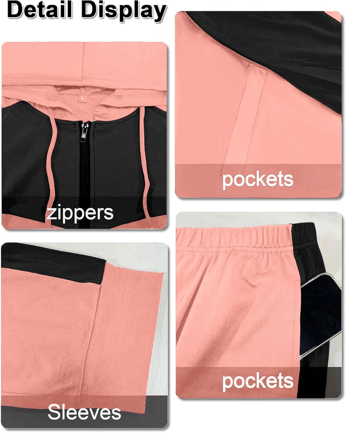 Bealin Women's Jogging Sets 80s 90s Two Piece Outfits Sweatsuit Long Sleeve Zip Tops and Sweatpants Workout Tracksuit Sets - Image 6