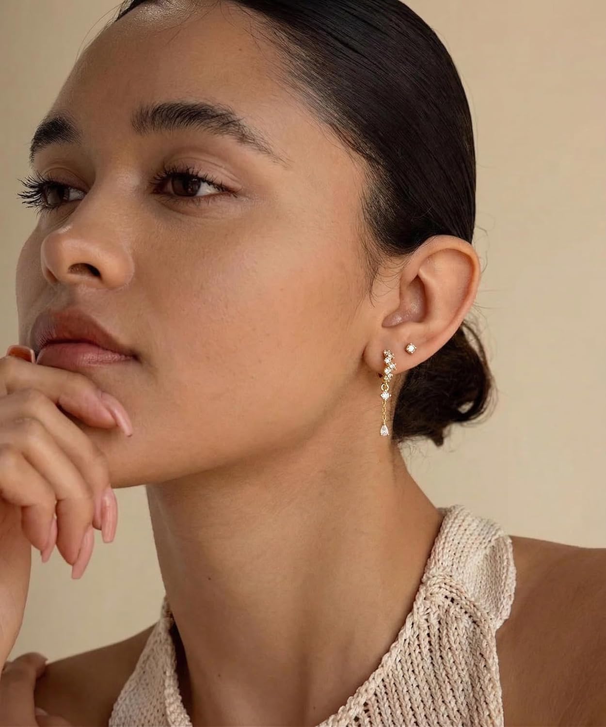 SLUYNZ 925 Sterling Silver CZ Hoop Earrings Dangle for Women Teen Girls Teardrop Huggie Earrings Drop Water Droplets Dangle Earrings Drop