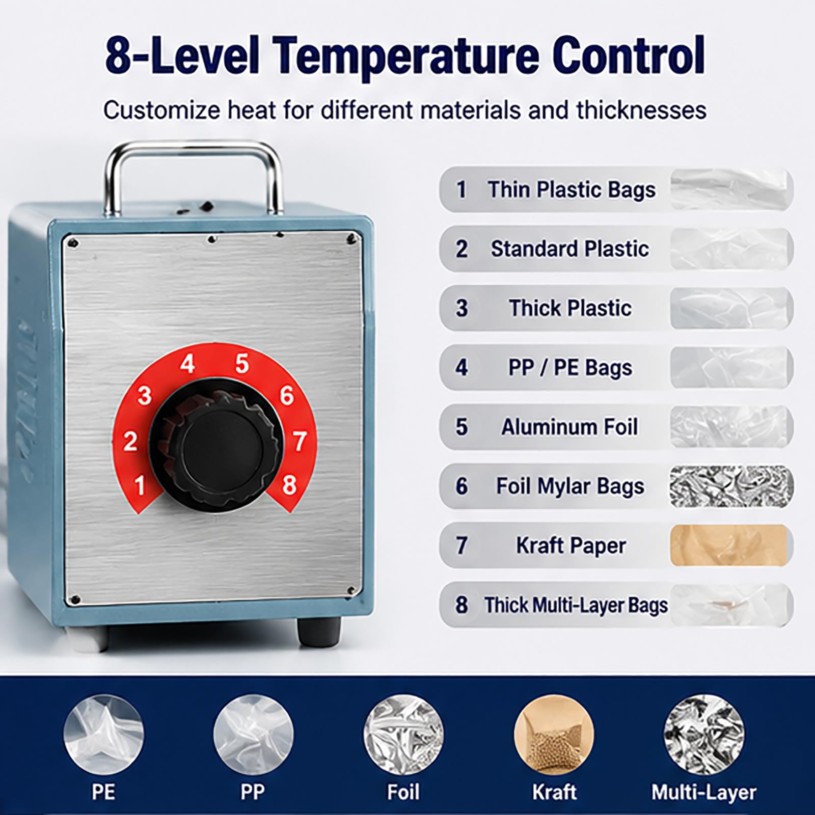 Selladora de Calor por Impulso Industrial, Máquina Manual para Sellar Bolsas