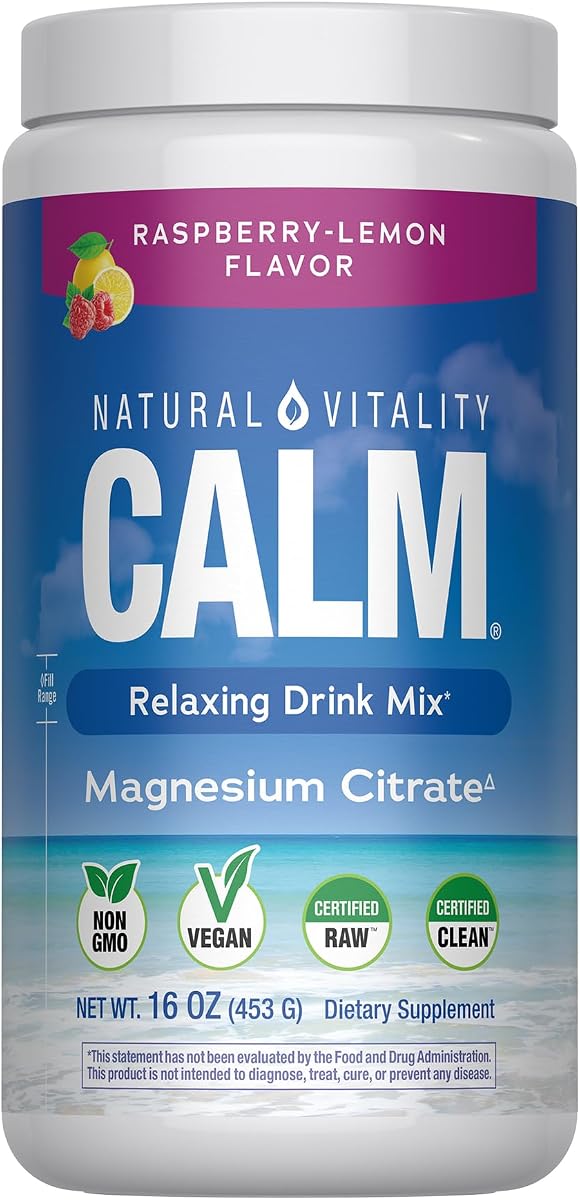 Natural Vitality Calm Magnesium Powder | Raspberry Lemon Flavored Supplement | Non-GMO, Vegan & Gluten Free Formula | 16oz