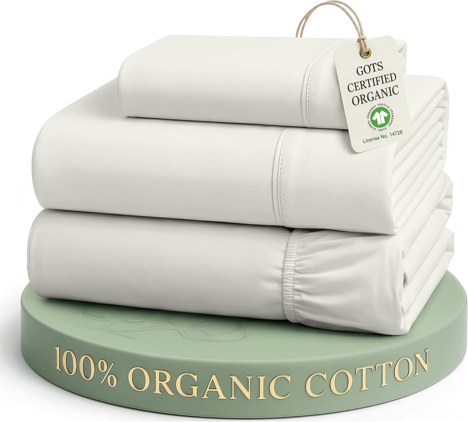 LANE LINEN Twin Sheet Set 100% Organic Cotton Percale Soft - Glacier Grey | Twin Sheet Set, 100% Organic Cotton Percale - Crisp Hotel-Style Feel, Soft From The First Wash, Crisp Cool Percale Weave