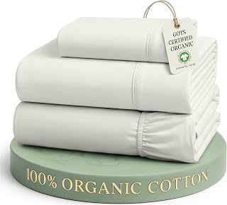 LANE LINEN Twin Sheet Set 100% Organic Cotton Percale Soft - Glacier Grey