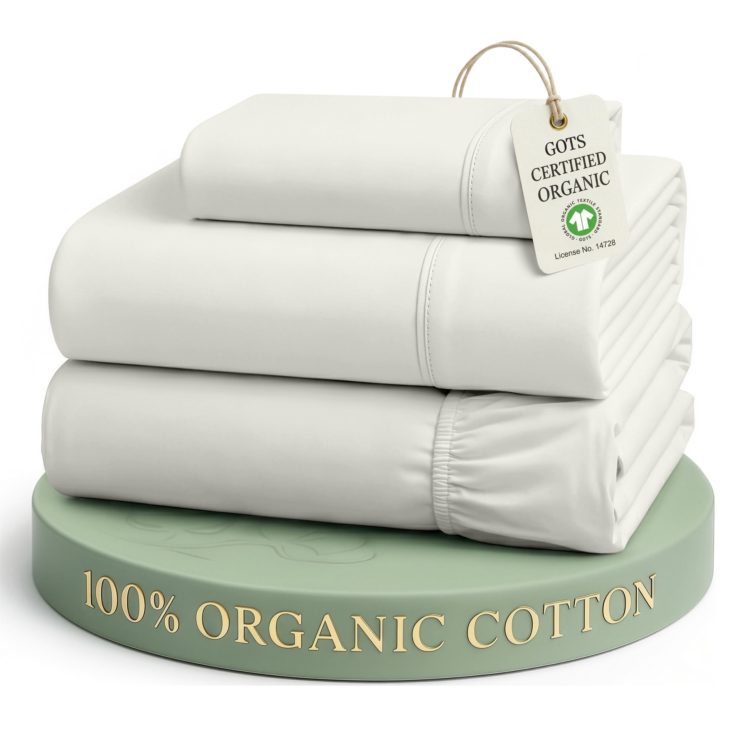LANE LINEN Twin Sheet Set 100% Organic Cotton Percale Soft - Glacier Grey โ image 1