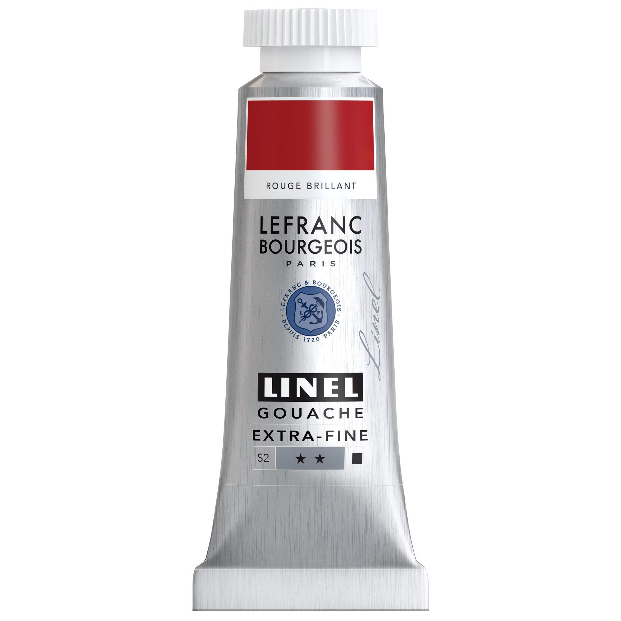 Lefranc & Bourgeois 301173 Linel Gouache Extra Fine and Smooth Watercolours with Maximum Colour Intensity, Luminosity for Streak-Free Application, 14 ml Tube - Brilliant Red