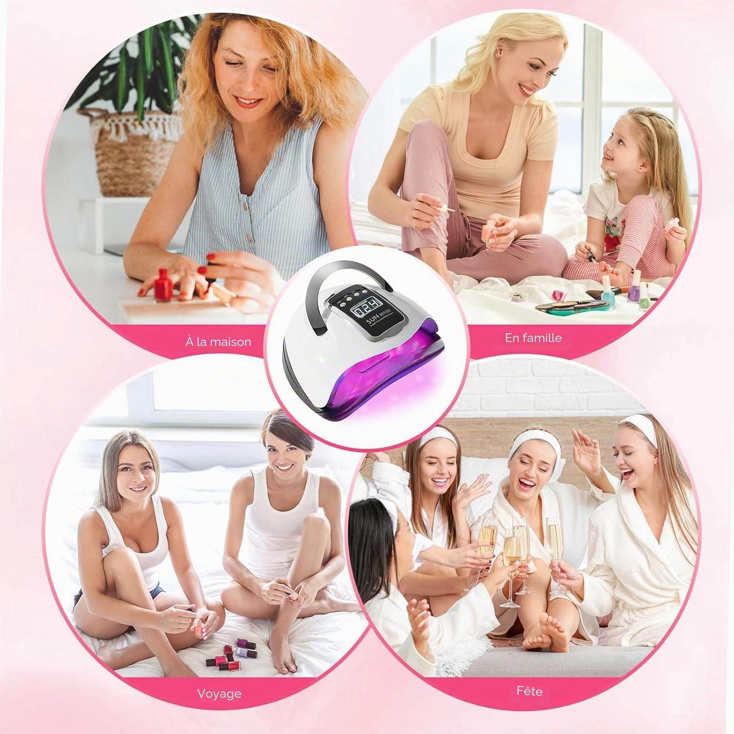 Lampe à ongles UV LED 280 W - Pour vernis à ongles gel - Avec 66 perles de lampe et capteur automatique - 4 réglages de minuterie - Outils de nail art professionnels