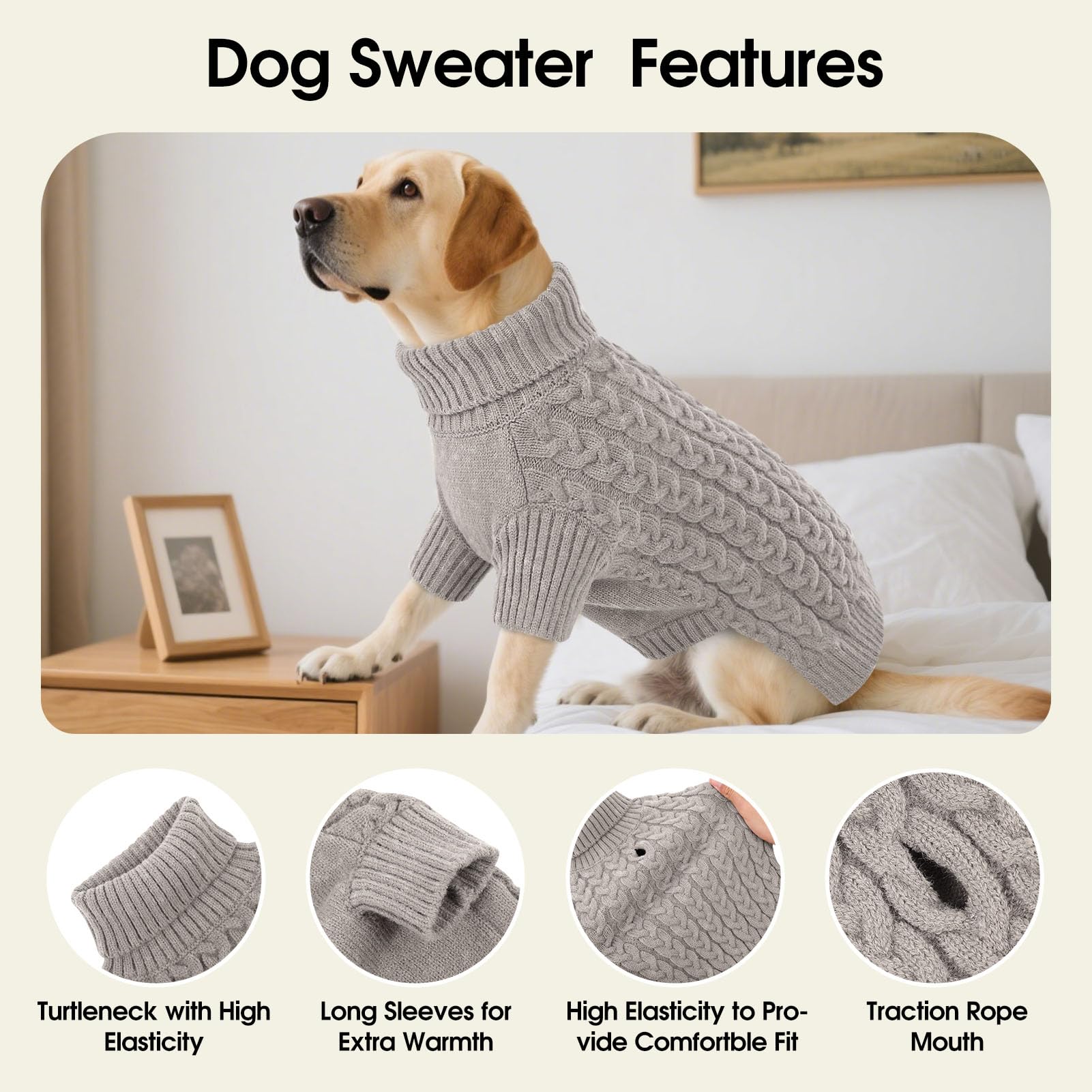 ASENKU Jersey para Perros Mediano M,Jersey de Punto Lavable con Cuello Alto, Suéter para Perros Gato Cálido Ropa de Invierno,Abrigo para Mascotas para Bulldog Frances,Chihuahua,Teckel