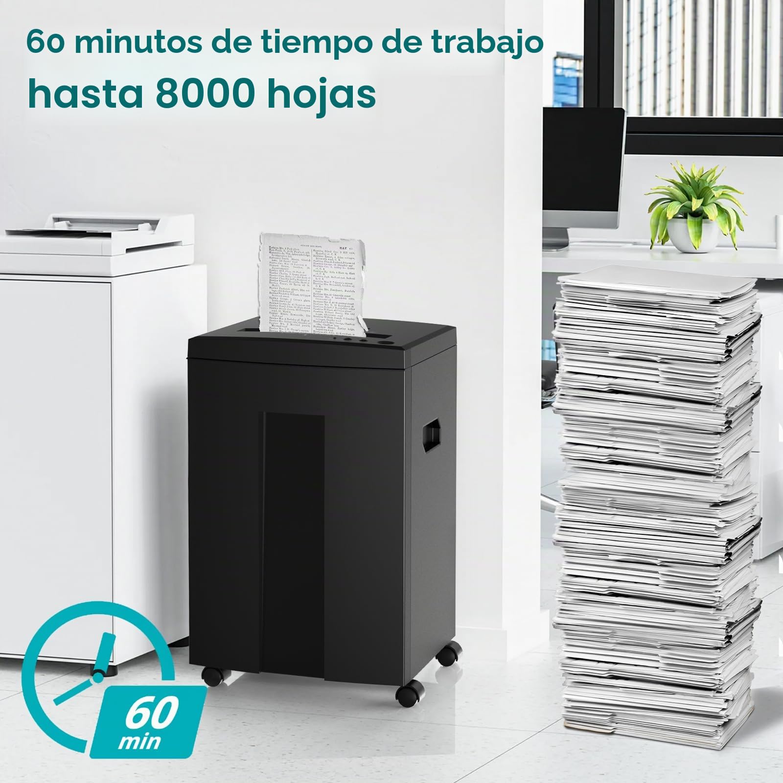 WOLVERINE - Trituradora ultrasilenciosa de Alta Seguridad P4 y Corte Cruzado de hasta 18 Hojas de Papel Resistente, CD o Tarjetas, Ideal para Uso doméstico, SD9113,Negro
