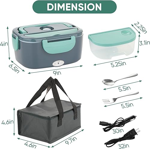 Miniatura 5 de Fiambrera térmica de 80 W más rápida para adultos, lonchera eléctrica para cochecamiónoficina, con recipientes de alimentos dobles de acero