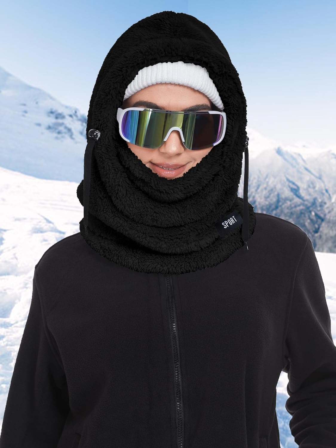 Balaclava Fleece Ski Mask Hoodie Men Women, Windproof Winter Face Mask, Neck Warmer Scarf Helmet - Image 6