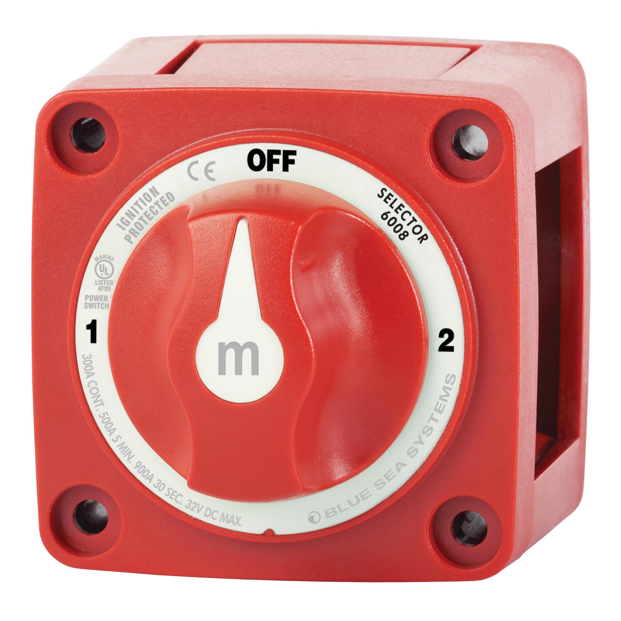 Blue Sea Systems Interruptor de batería serie 6008 m, selector de posición 3, rojo