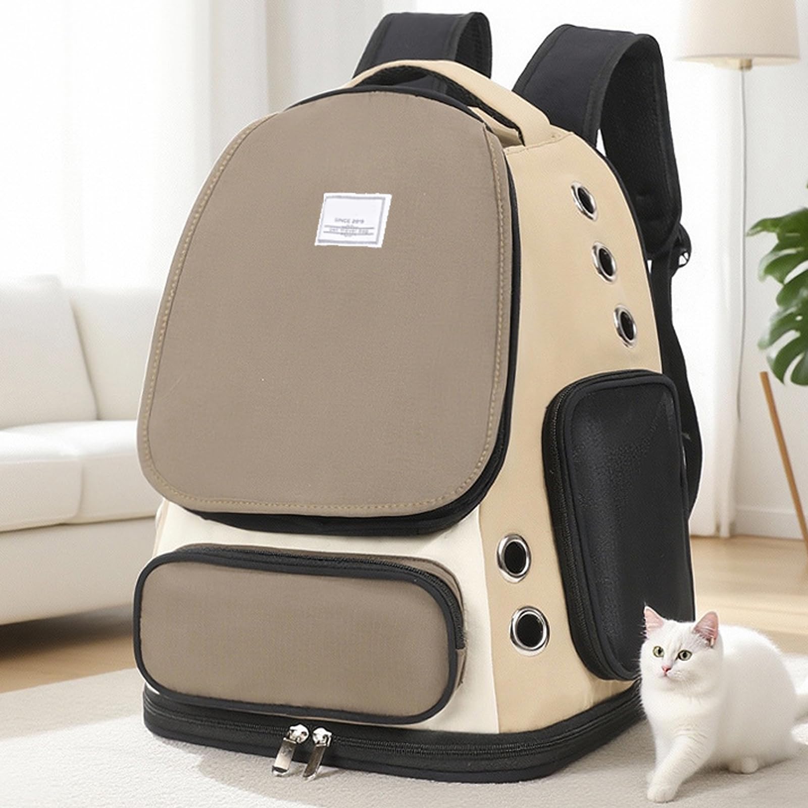 Zaino per animali domestici Borsa da trasporto multifunzione per gatti con doppie Maniglia superiore Tracolla regolabile per cani gatti Zaino spazioso