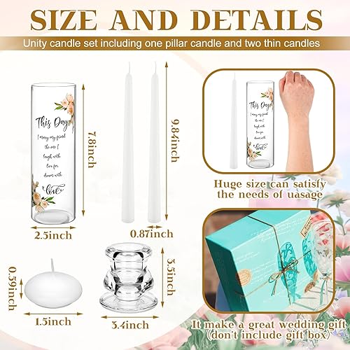 Vista 51 de Irenare Unity - Velas con soporte para ceremonia de boda, accesorios de decoración de boda, portavelas de cristal, vela para eventos formales