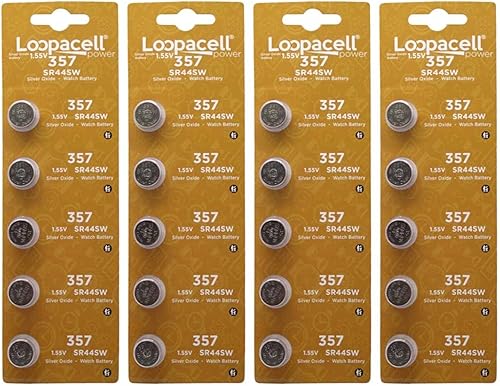 20 Loopacell 357 SR44 Reloj de óxido de plata Batería electrónica