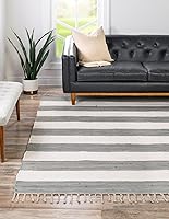 Vista 33 de Unique Loom Chindi Rag Collection - Alfombra a rayas (2 pies x 5 pies 1 pulgada, gris/marfil)