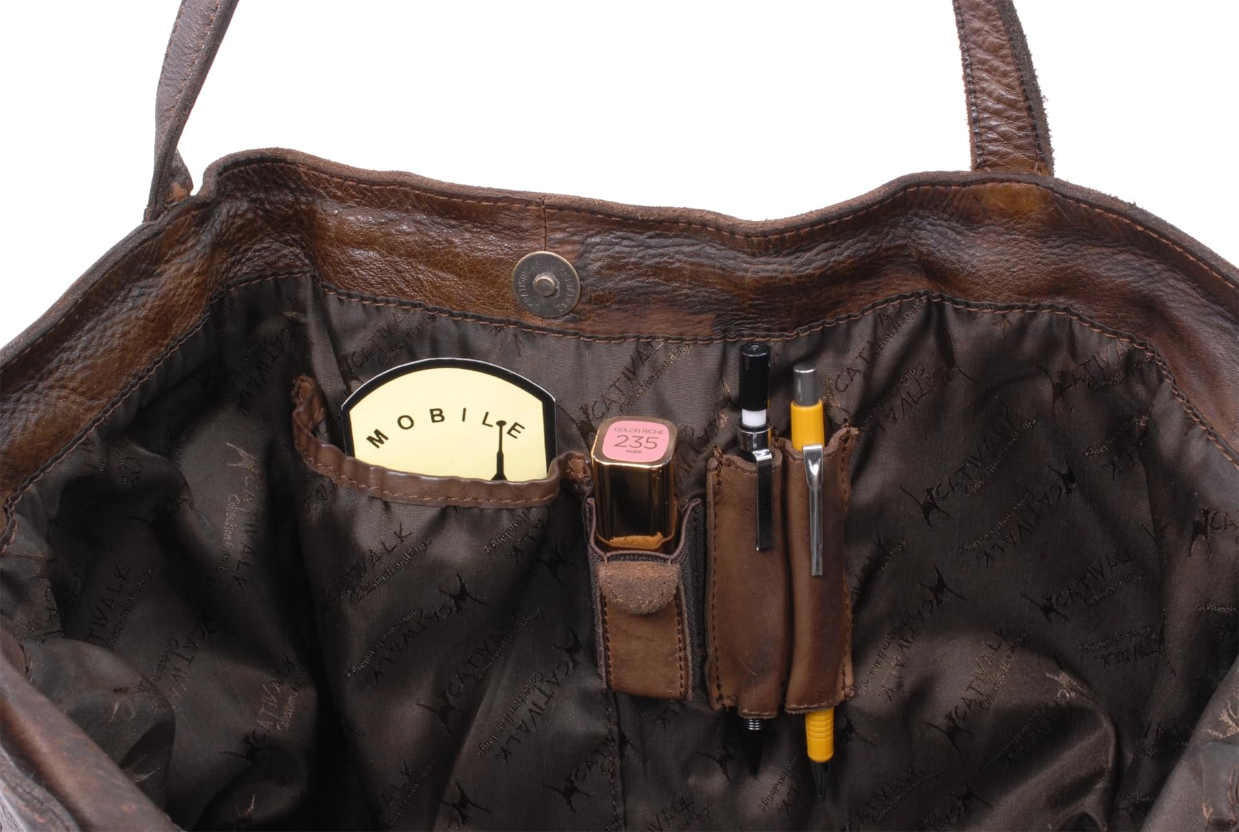 Catwalk Collection Handbags - Grande Tote Bag in Pelle Washed - Borsa a Spalla Donna - Borsa a Mano Formato A4 da Lavoro - Hazel
