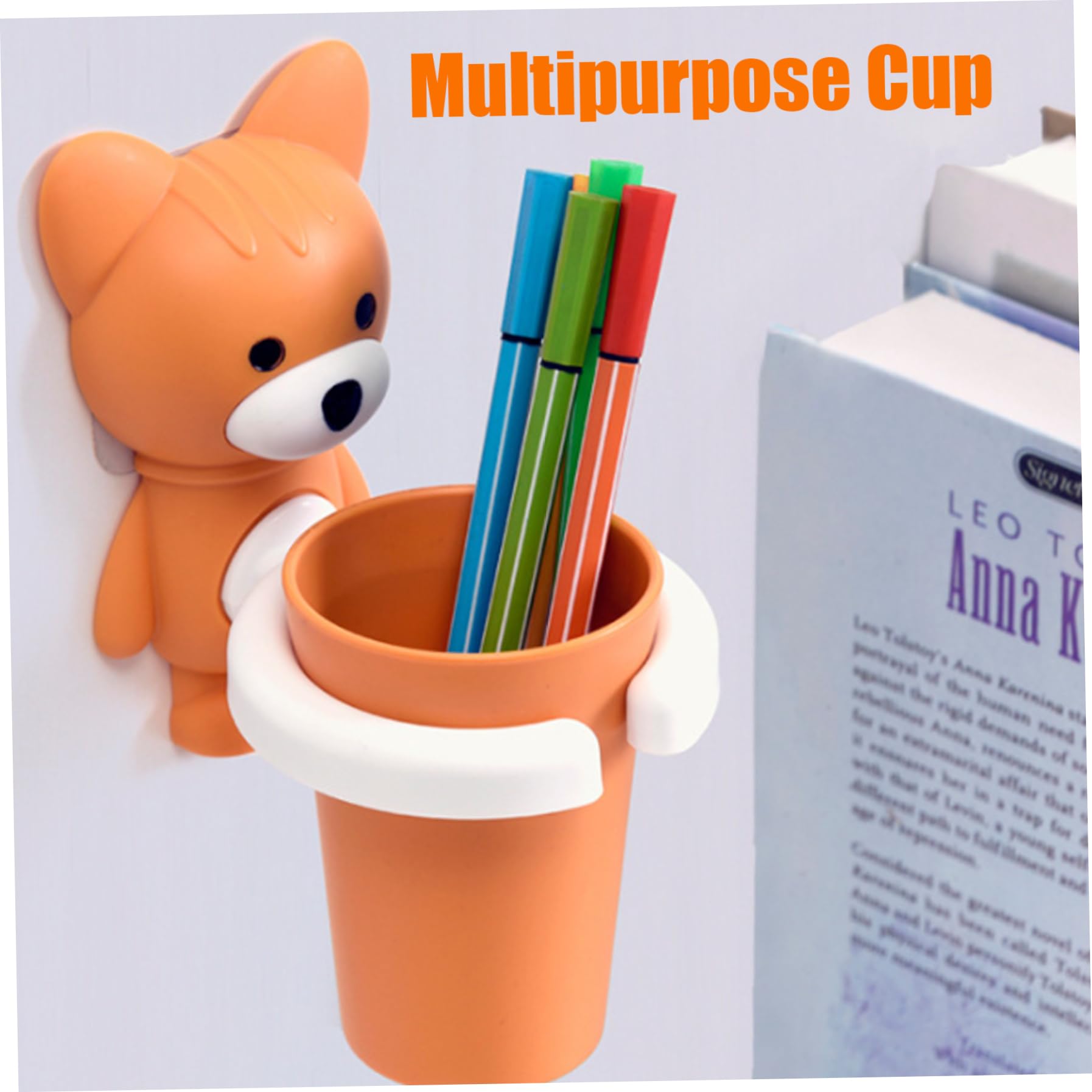 Kinder Zahnbürstenhalter Cartoon Fuchs Wand Hänge Zahnpasta Organizer mit Spülenbecher -Saugnapf für Badezimmer, Zahnbürstenhalter, Kinder Zahnbürstenhalter
