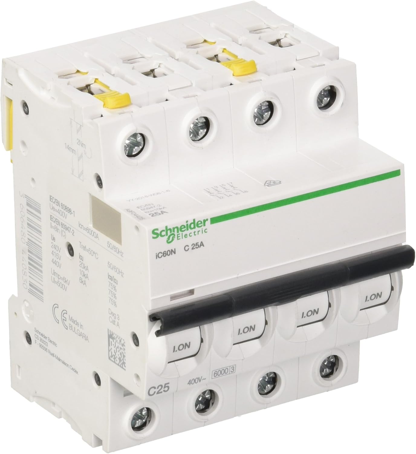 Schneider A9 °F04425 Circuit Breaker IC60 N 4P, 25 A, C Characteristic