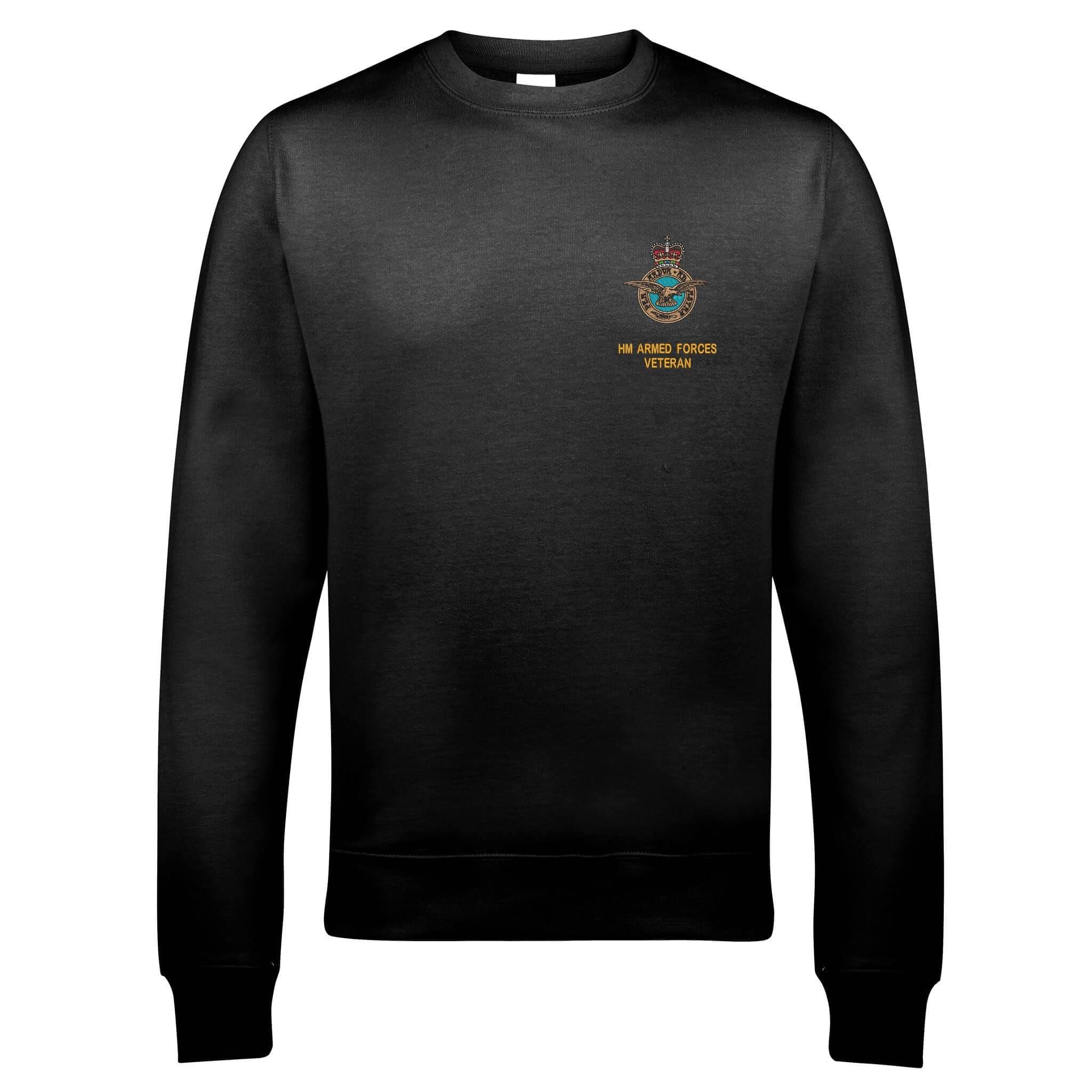 The Military Store Men's Black Raf Veteran Embroidered Sweatshirt, Medium