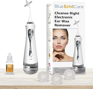 Cleanse Right – Electronic Ear Wax Removal Device- INCLUDES USA MADE EAR DROPS, Reusable, Dishwasher Friendly Tips, Ear Cleaner Irrigation Device and Spray Bottle