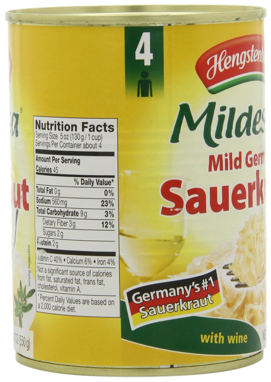 Hengstenberg Mildessa Weinsauerkraut 4 Portionen, 12er Pack (12 x 580 ml Dose)