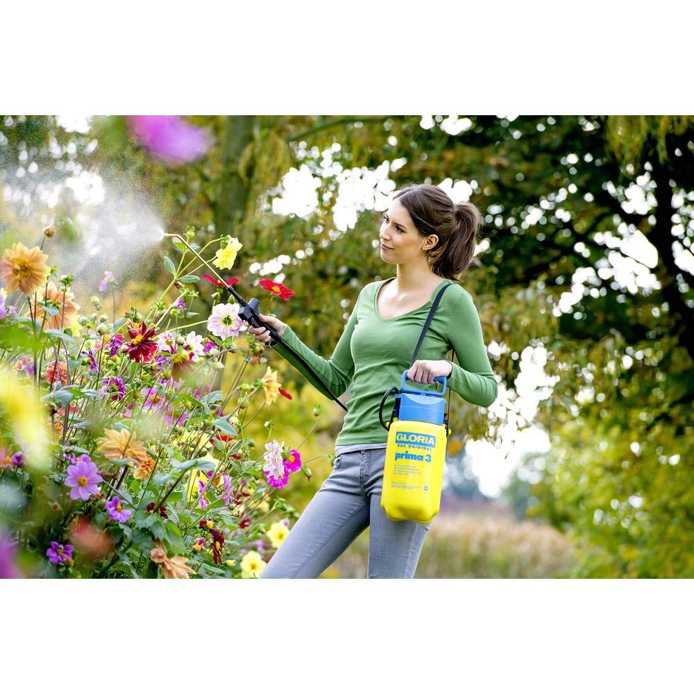 GLORIA Pulverizador a Presión Prima 3 | 3L Pompa de Jardín y Balcón | 3 Bar | Capacidad 3L | Lanza y boquilla regulable de latón | Para huerto urbano y terraza | Ideal para pequeños jardines