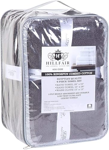 Vista 110 de HILLFAIR Juego de 12 toallas de algodón de 21.16 oz/m², 2 toallas de baño, 4 toallas de mano, 6 toallas de baño, toallas absorbentes de algodón Azul