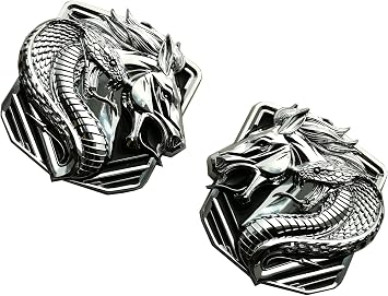 Pair New Custom Cobra Emblems Left Right 3D Badge Replacenment for Bronco F150 2024 Mustang GT Dark Horse Angry Aggressive (Chrome)