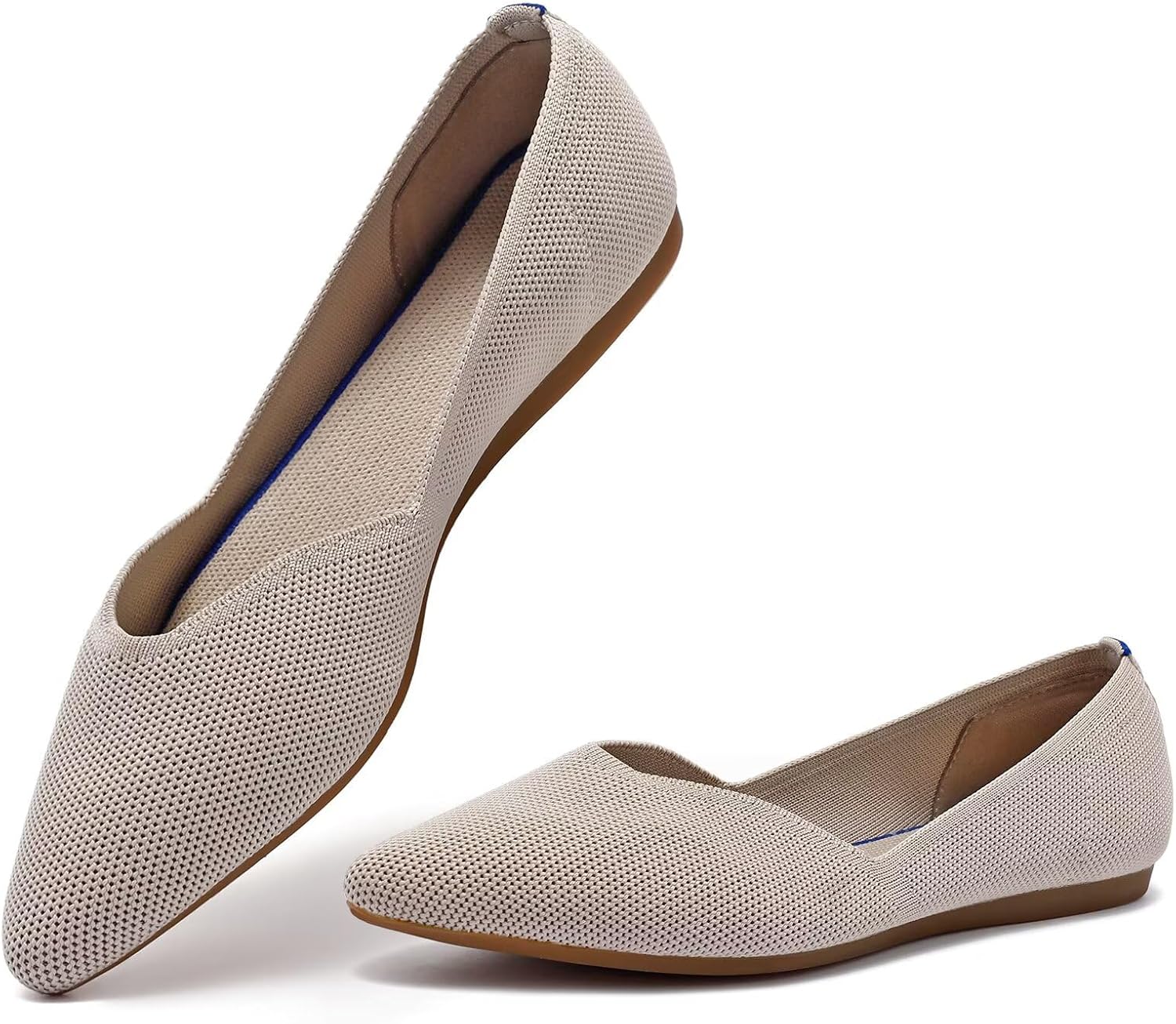 Frank Mully Womens Flat Shoes Classic Pointed Toe Flats Knitted Dress Shoes Soft Flats for Woman Comfortable Dressy