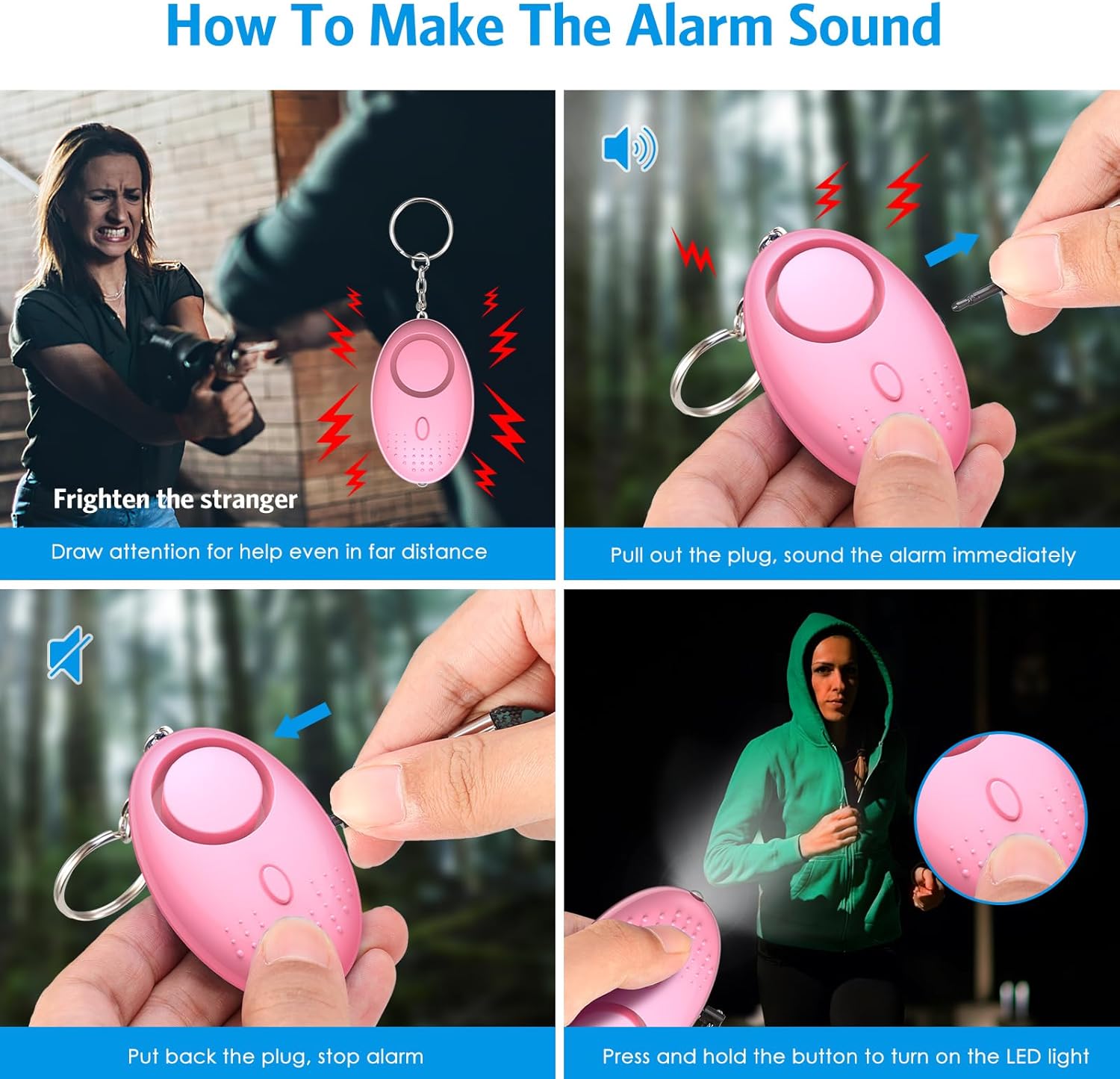 AMIR Safety Keychain Set for Women, Wristlet Strap Keychain with Personal Alarm and Pom Pom Accessories Kit for Women Girls - Image 5