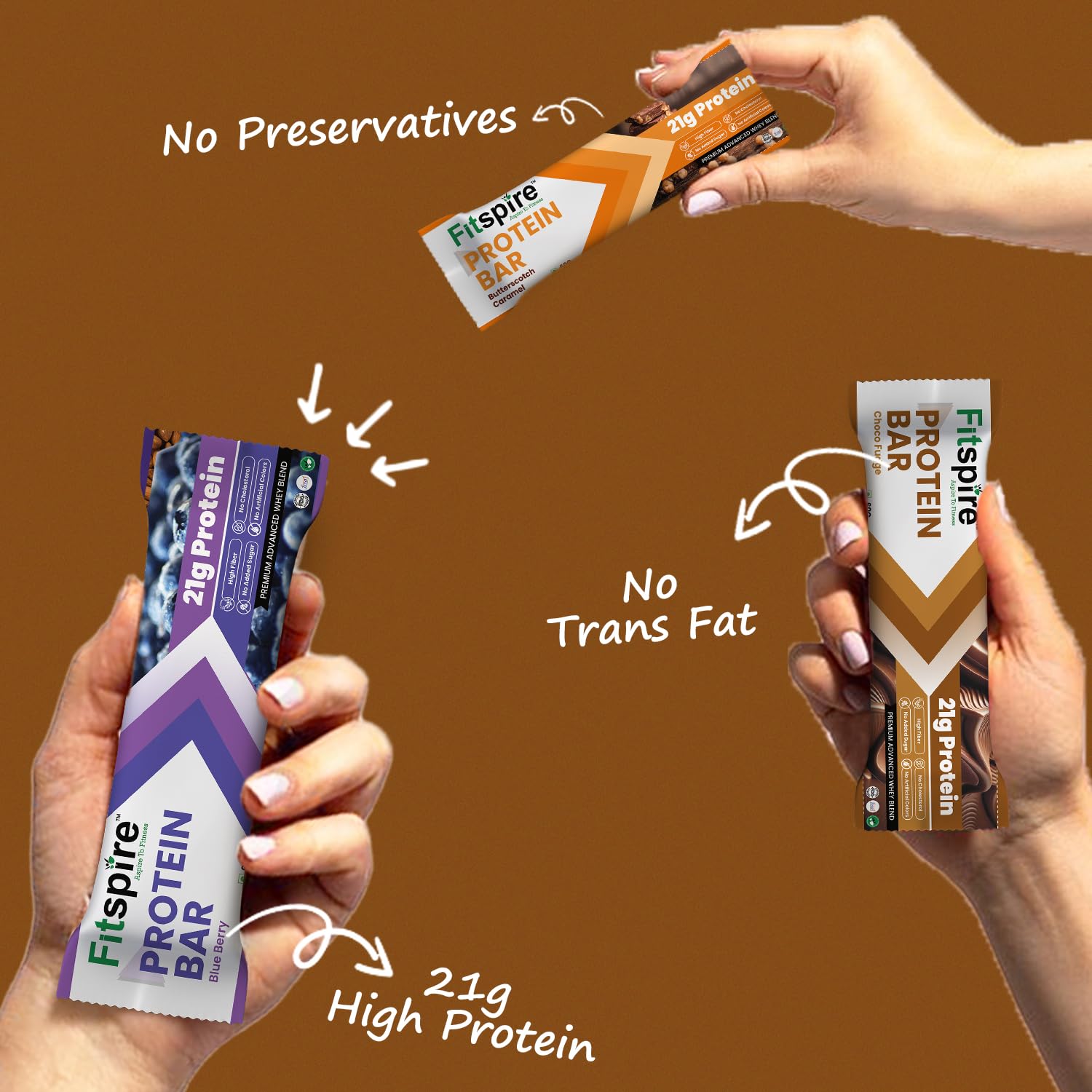 Fitspire Choco Fudge Protein Bar | 21g Protein with Premium Advanced Whey Blend | High Fiber | Cholesterol Free | Healthy Snack & Nutrition Bars – Pack of 8 - Image 3 thumbnail