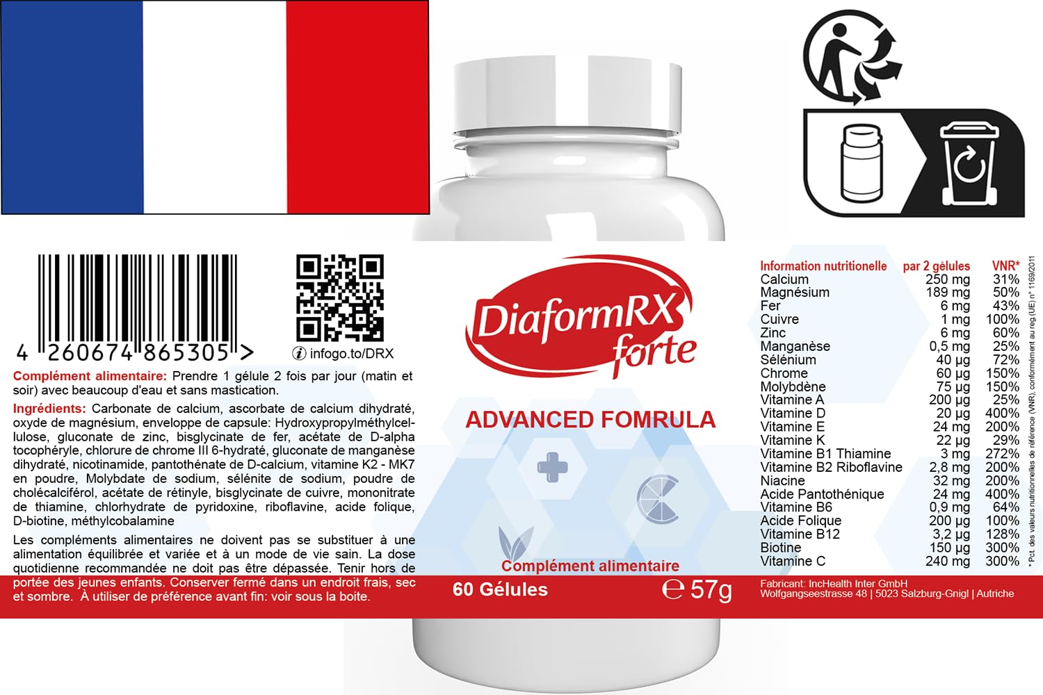 Diaform RX Forte – 300 capsule (5 x 60 capsule), confezione da 5